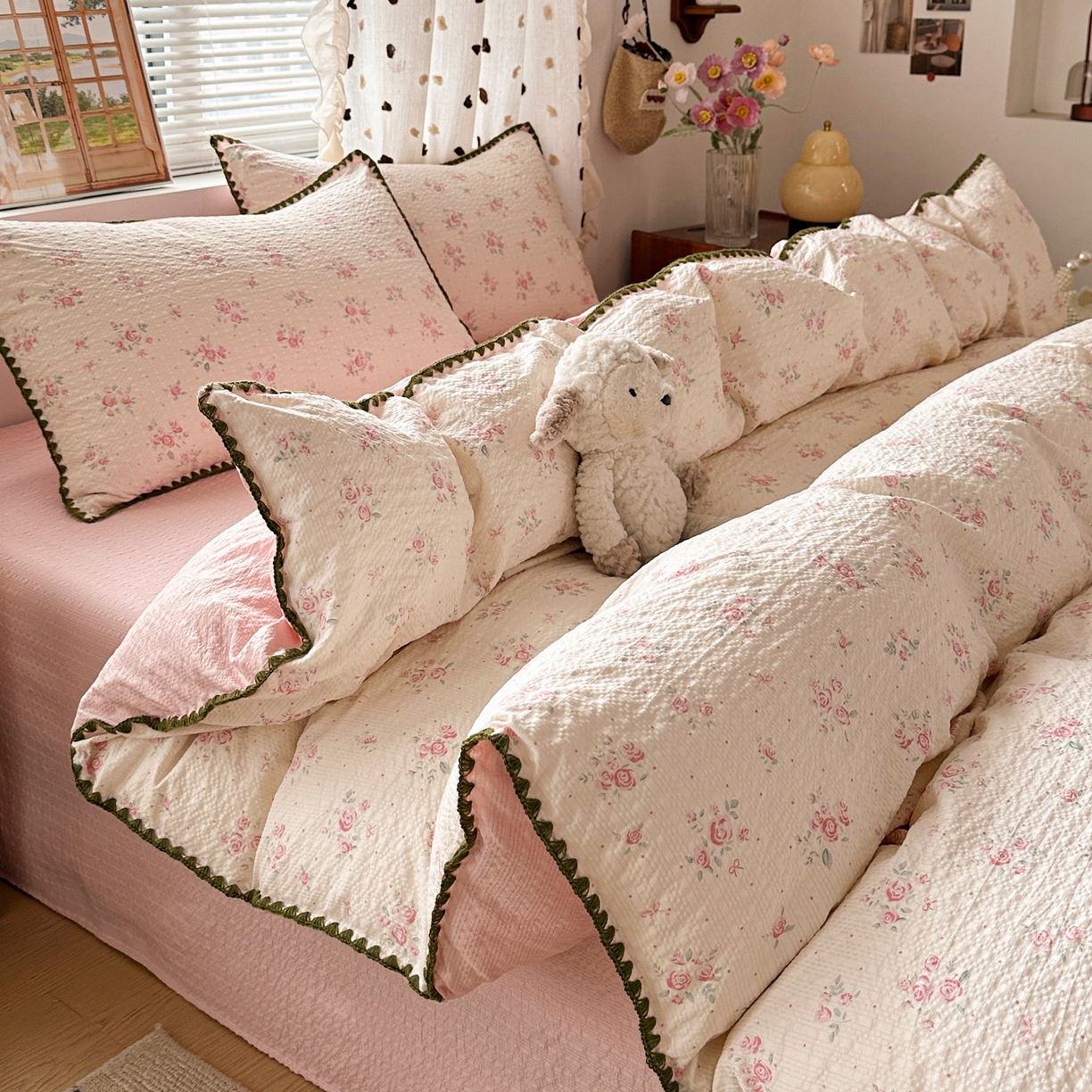 91家纺网 家纺一手货源 找家纺 南北家居 2026新款泡芙被壳针四件套 月光