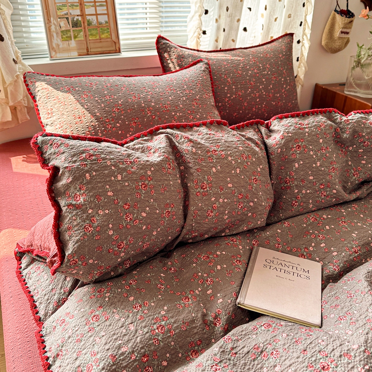 91家纺网 家纺一手货源 找家纺 南北家居 2026新款泡芙被壳针四件套 胭脂