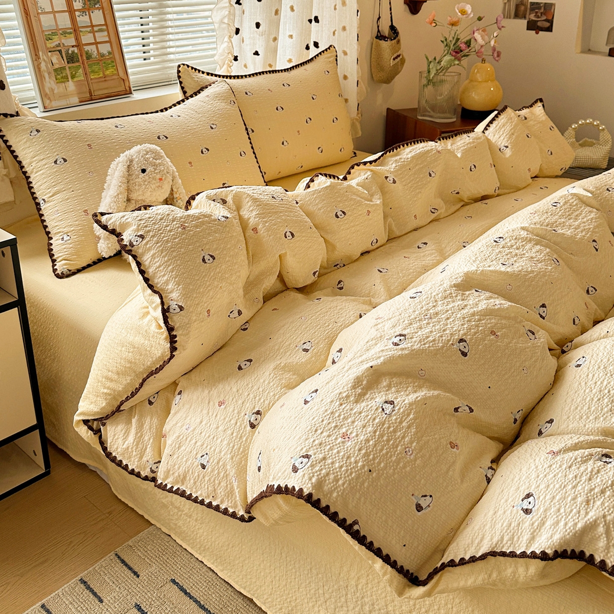 91家纺网 家纺一手货源 找家纺 南北家居 2026新款泡芙被壳针四件套 生日狗