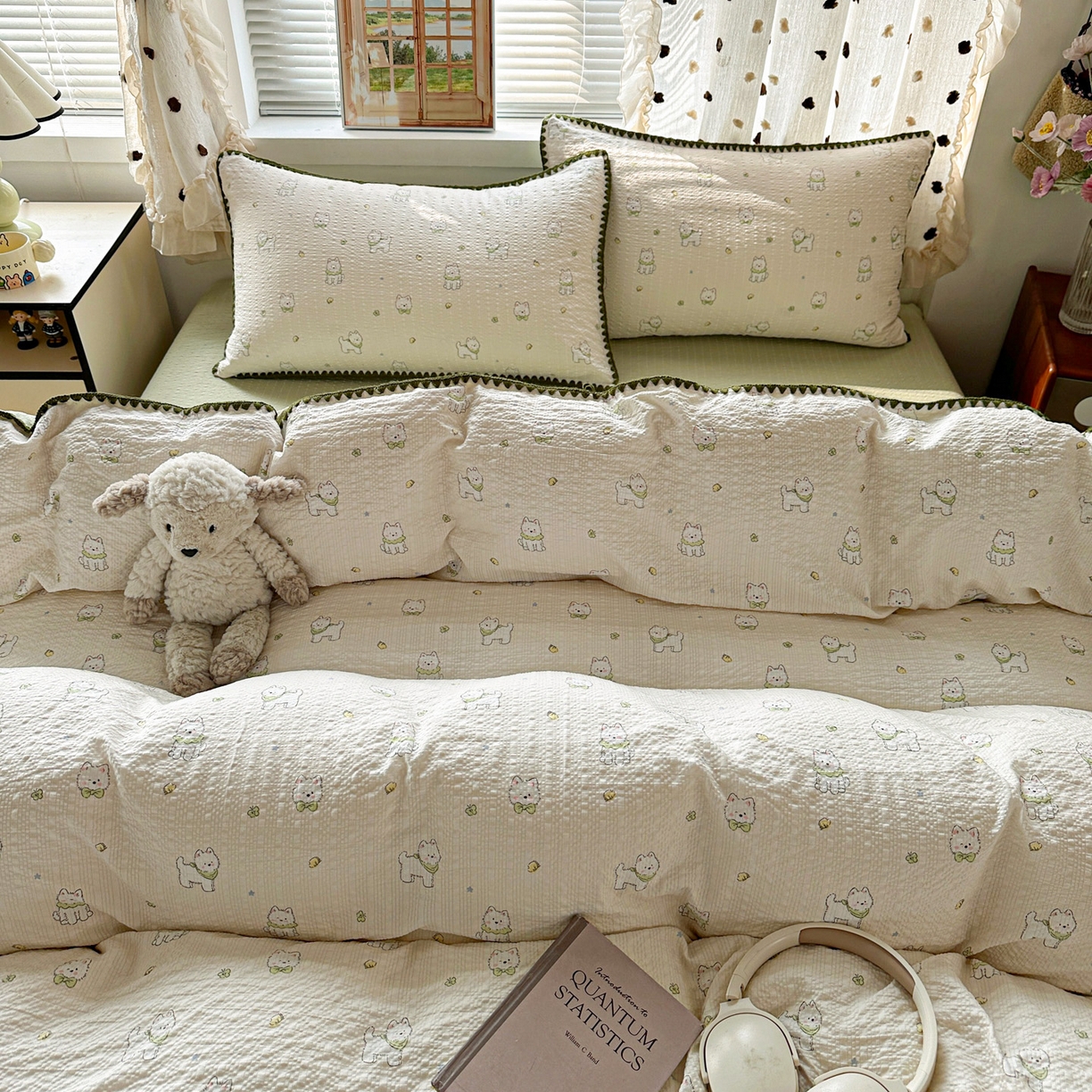 91家纺网 家纺一手货源 找家纺 南北家居 2026新款泡芙被壳针四件套 耶耶狗