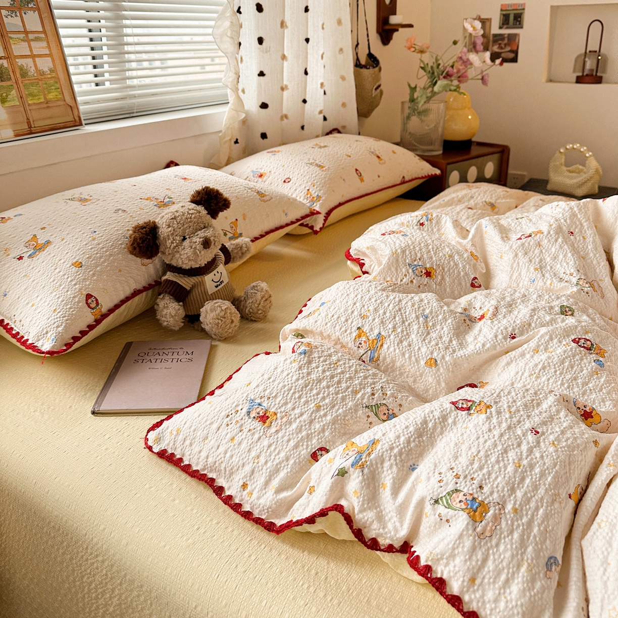 91家纺网 家纺一手货源 找家纺 南北家居 2026新款泡芙被壳针四件套 星星人