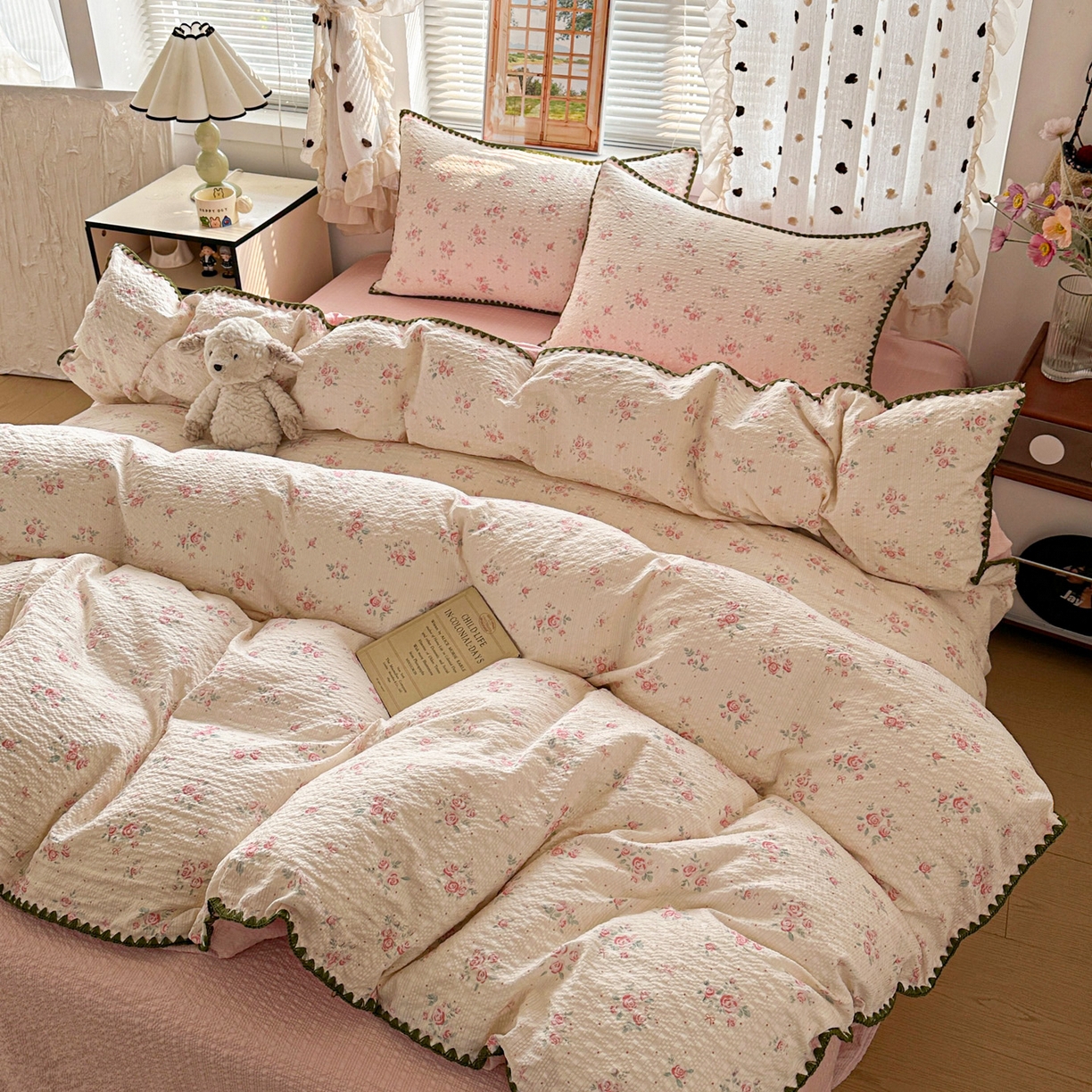 91家纺网 家纺一手货源 找家纺 南北家居 2026新款泡芙被壳针四件套 月光