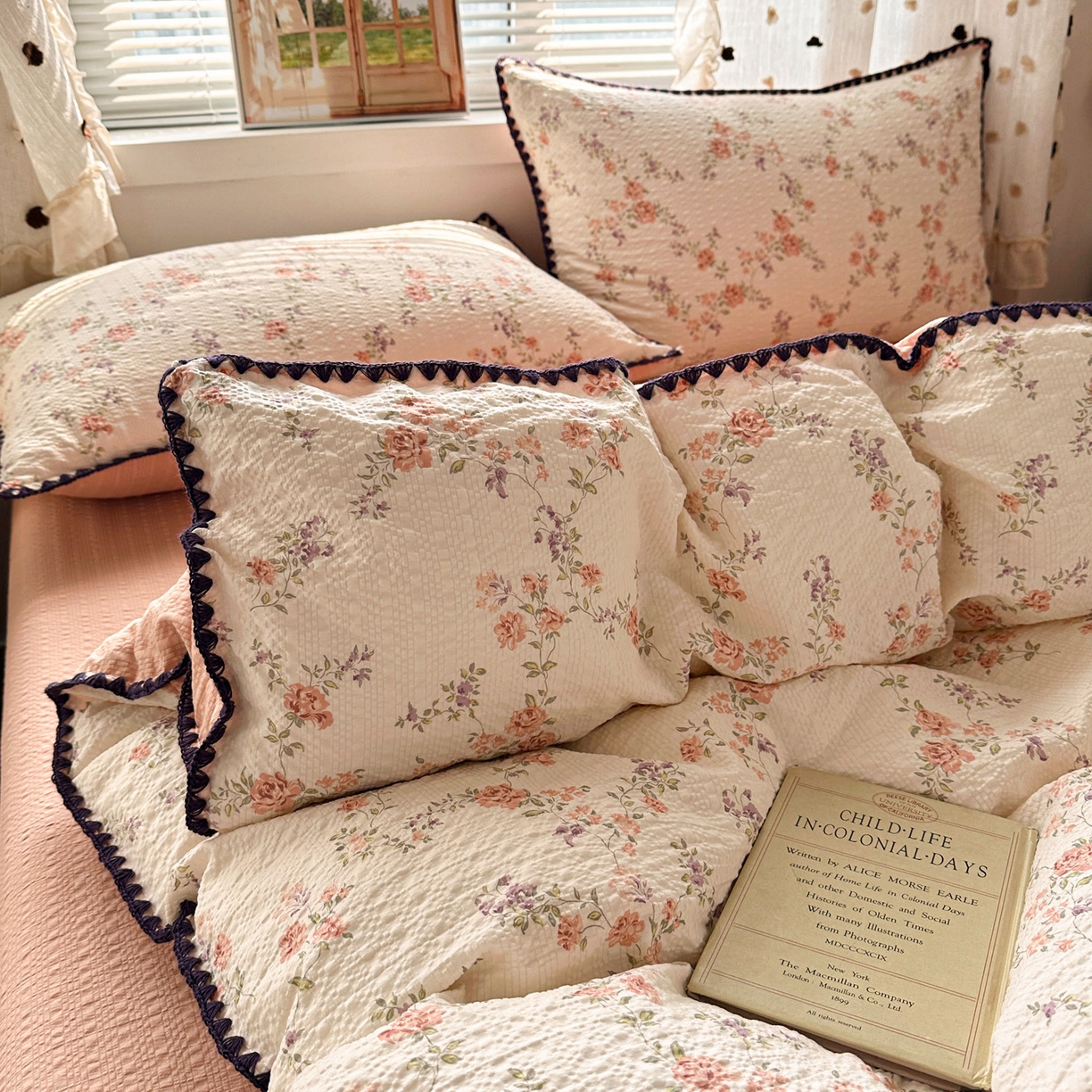 91家纺网 家纺一手货源 找家纺 南北家居 2026新款泡芙被壳针四件套 春色