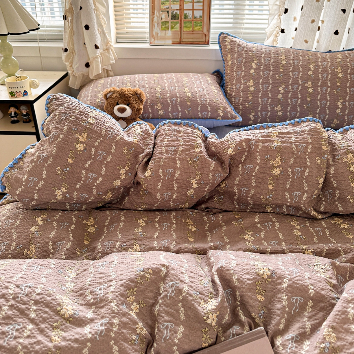 91家纺网 家纺一手货源 找家纺 南北家居 2026新款泡芙被壳针四件套 情人节咖