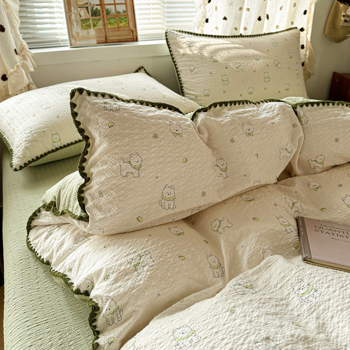 91家纺网 家纺一手货源 找家纺 南北家居 2026新款泡芙被壳针四件套 耶耶狗