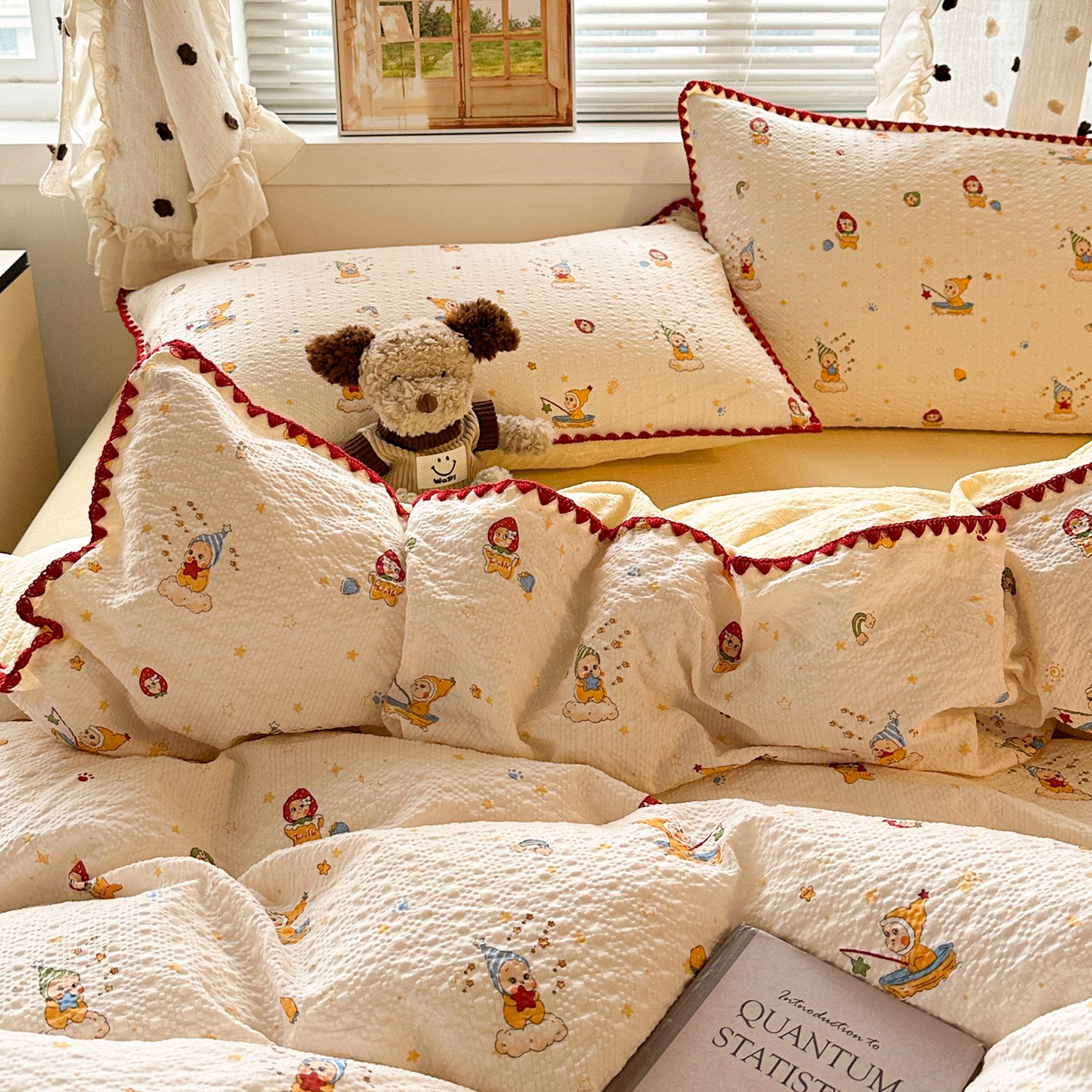 91家纺网 家纺一手货源 找家纺 南北家居 2026新款泡芙被壳针四件套 星星人