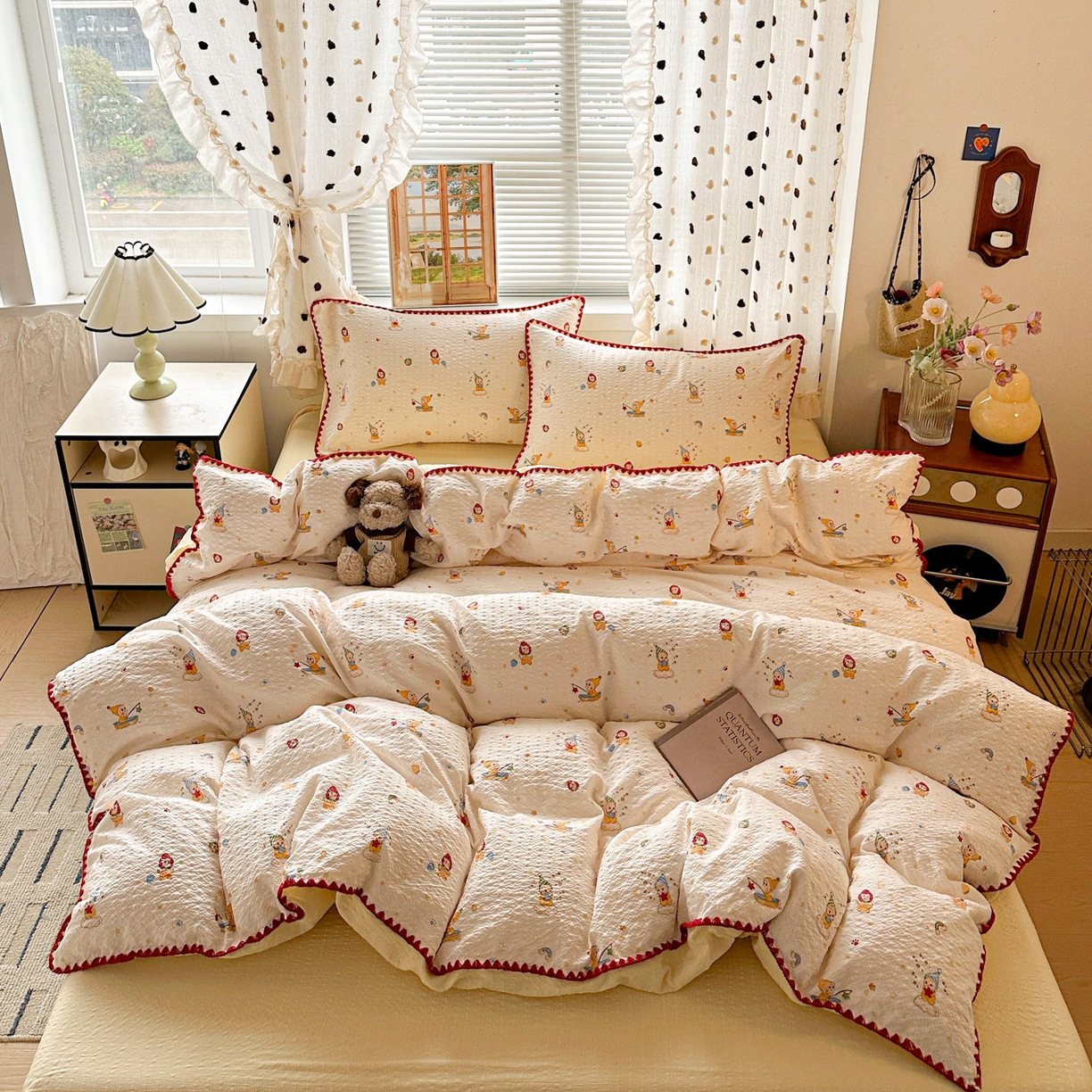 91家纺网 家纺一手货源 找家纺 南北家居 2026新款泡芙被壳针四件套 星星人