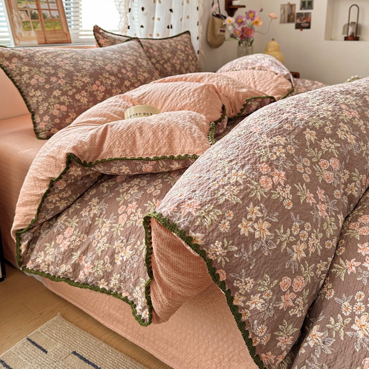 91家纺网 家纺一手货源 找家纺 南北家居 2026新款泡芙被壳针四件套 桔园