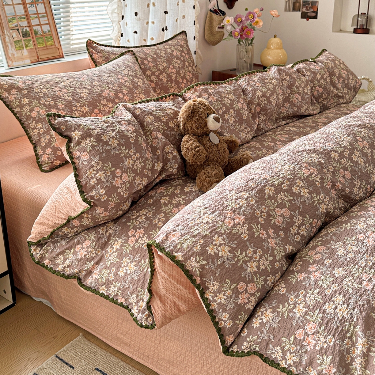 91家纺网 家纺一手货源 找家纺 南北家居 2026新款泡芙被壳针四件套 桔园