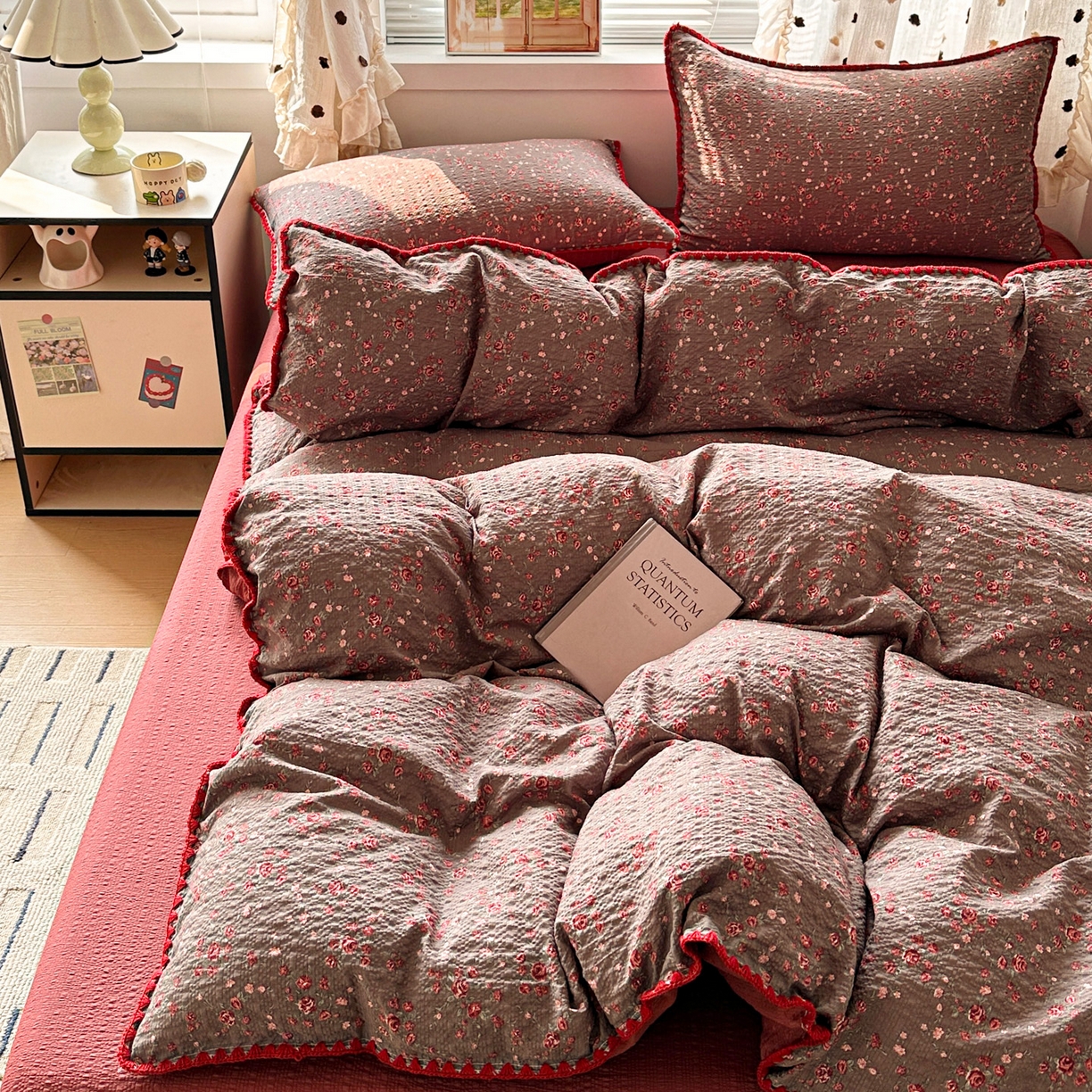 91家纺网 家纺一手货源 找家纺 南北家居 2026新款泡芙被壳针四件套 胭脂