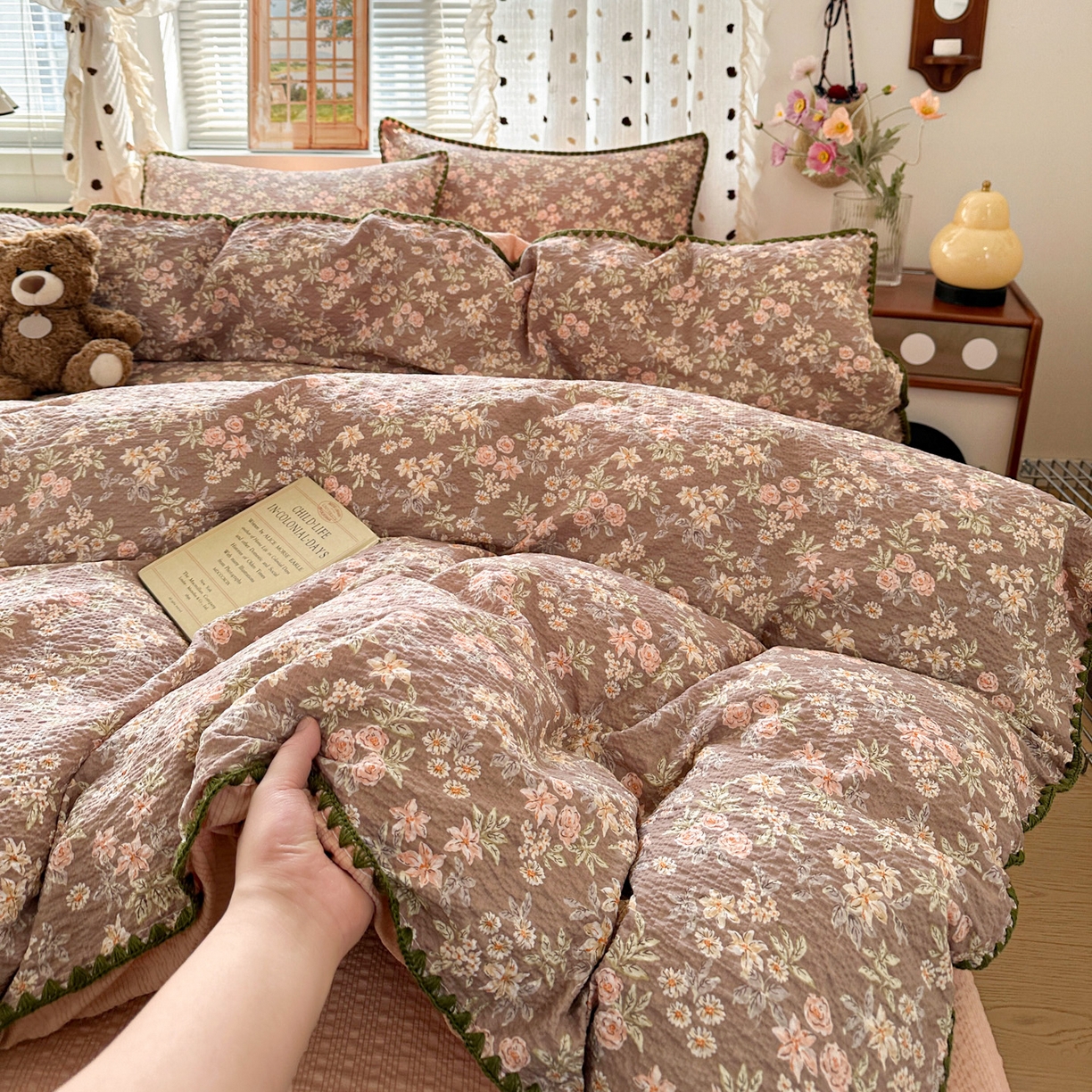 91家纺网 家纺一手货源 找家纺 南北家居 2026新款泡芙被壳针四件套 桔园