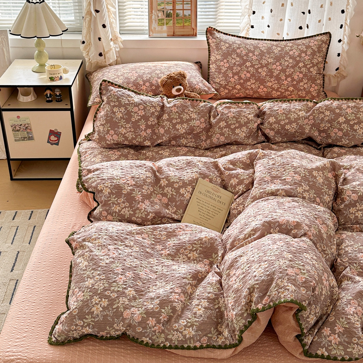 91家纺网 家纺一手货源 找家纺 南北家居 2026新款泡芙被壳针四件套 桔园