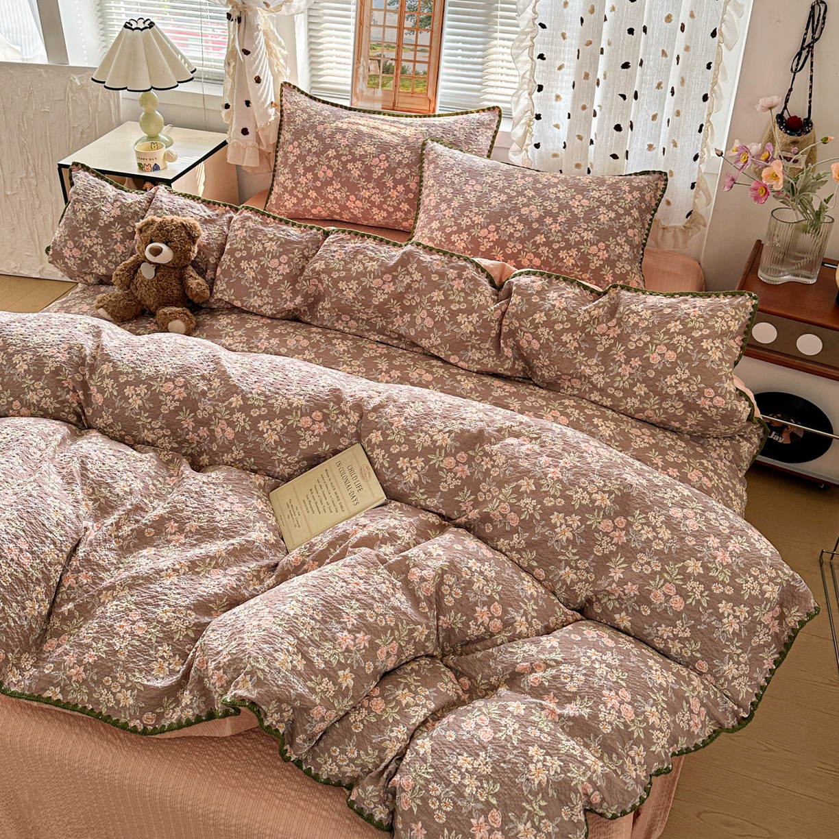 91家纺网 家纺一手货源 找家纺 南北家居 2026新款泡芙被壳针四件套 桔园