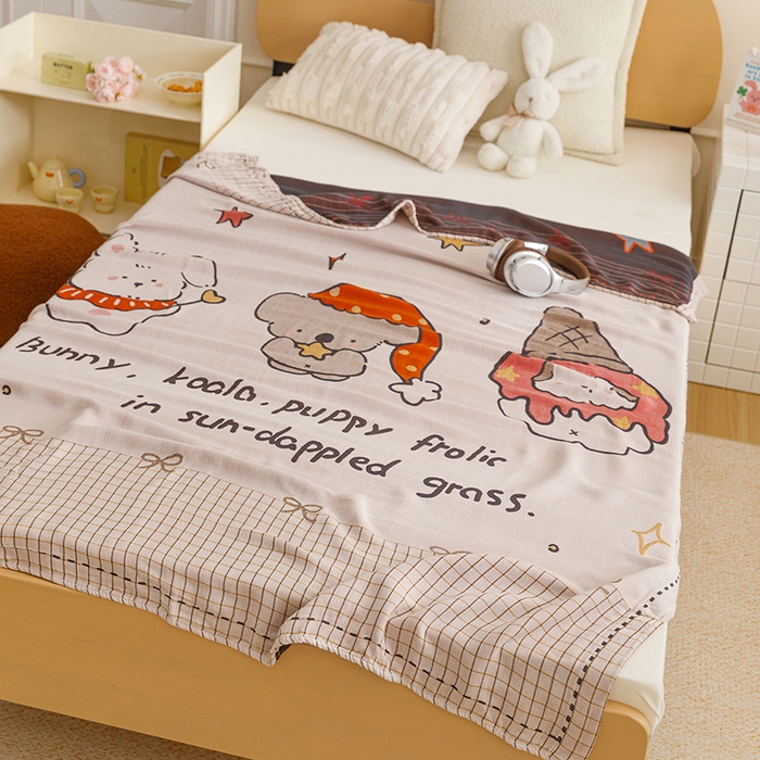 91家纺网 家纺一手货源 找家纺 悦然毛巾被 2026春夏新款三层竹纤维冷感毯休闲儿童毯成人毛巾被 小时光