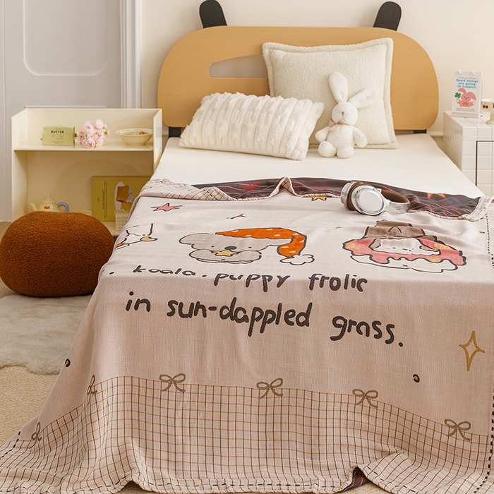 91家纺网 家纺一手货源 找家纺 悦然毛巾被 2026春夏新款三层竹纤维冷感毯休闲儿童毯成人毛巾被 小时光