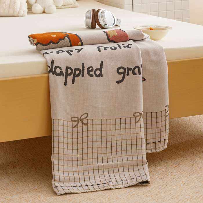 91家纺网 家纺一手货源 找家纺 悦然毛巾被 2026春夏新款三层竹纤维冷感毯休闲儿童毯成人毛巾被 小时光