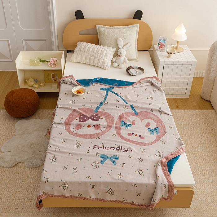 悦然毛巾被 2026春夏新款三层竹纤维冷感毯休闲儿童毯成人毛巾被 花下萌猫