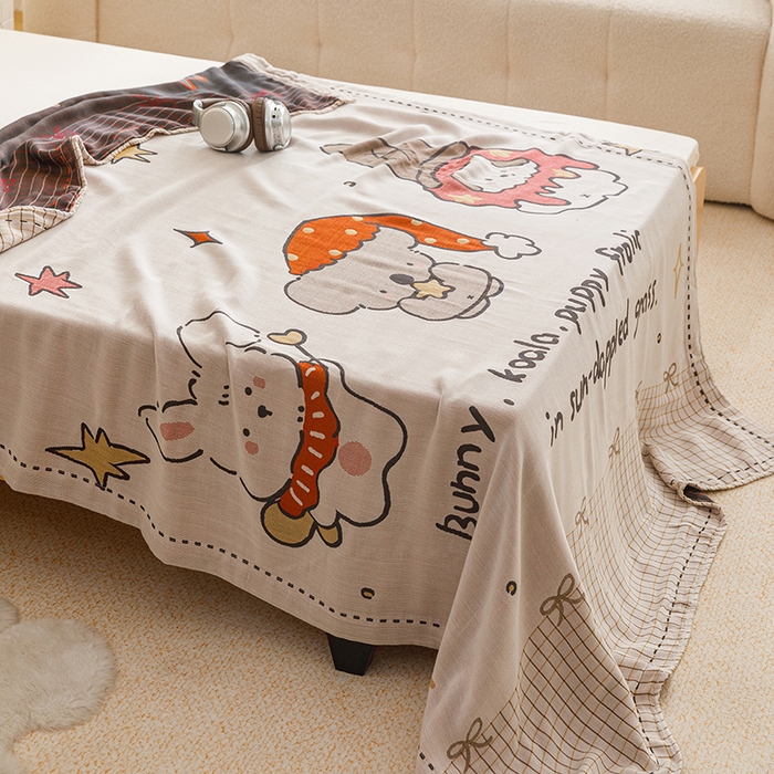 91家纺网 家纺一手货源 找家纺 悦然毛巾被 2026春夏新款三层竹纤维冷感毯休闲儿童毯成人毛巾被 小时光