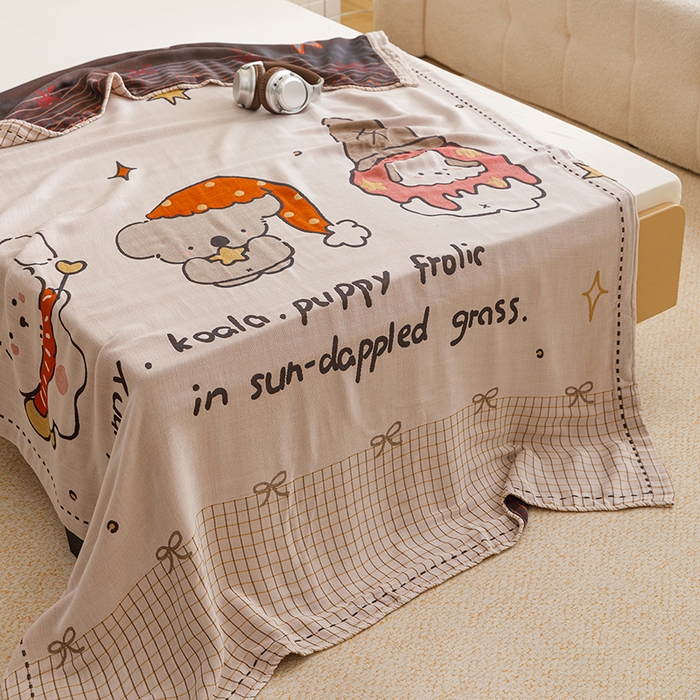 91家纺网 家纺一手货源 找家纺 悦然毛巾被 2026春夏新款三层竹纤维冷感毯休闲儿童毯成人毛巾被 小时光