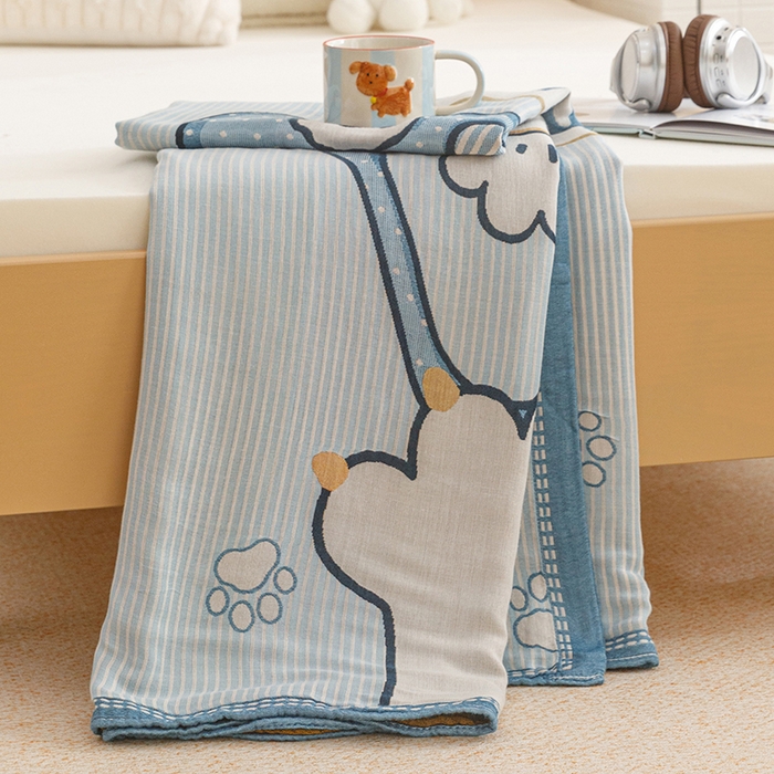 91家纺网 家纺一手货源 找家纺 悦然毛巾被 2026春夏新款三层竹纤维冷感毯休闲儿童毯成人毛巾被 汪汪小星