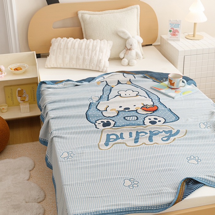 91家纺网 家纺一手货源 找家纺 悦然毛巾被 2026春夏新款三层竹纤维冷感毯休闲儿童毯成人毛巾被 汪汪小星