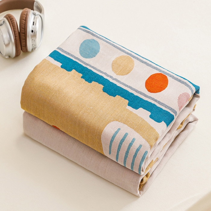 91家纺网 家纺一手货源 找家纺 悦然毛巾被 2026春夏新款三层竹纤维冷感毯休闲儿童毯成人毛巾被 挖挖乐