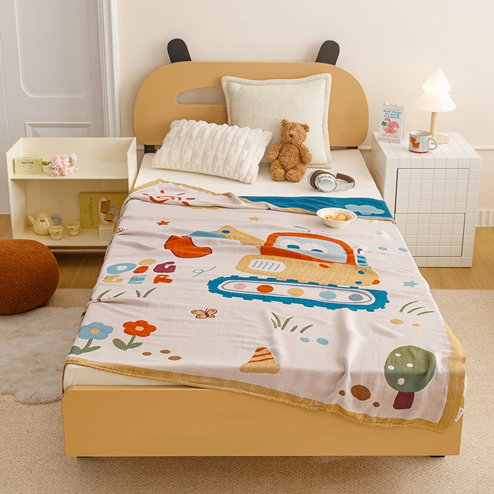 悦然毛巾被 2026春夏新款三层竹纤维冷感毯休闲儿童毯成人毛巾被 挖挖乐