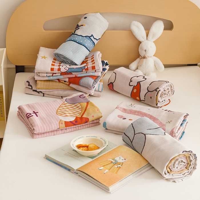 91家纺网 家纺一手货源 找家纺 悦然毛巾被 2026春夏新款三层竹纤维冷感毯休闲儿童毯成人毛巾被 组合图仅供展示不可下单