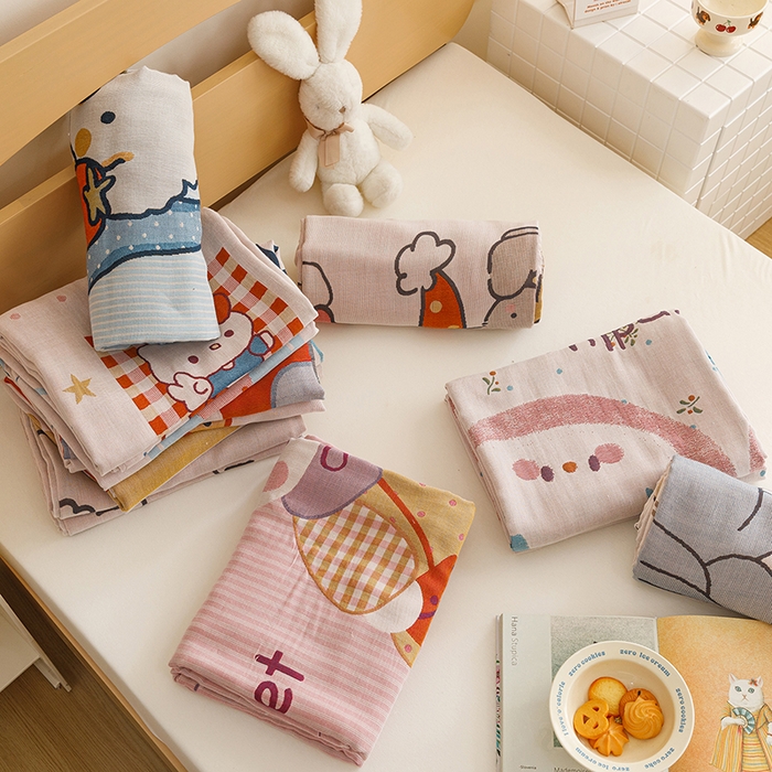 91家纺网 家纺一手货源 找家纺 悦然毛巾被 2026春夏新款三层竹纤维冷感毯休闲儿童毯成人毛巾被 组合图仅供展示不可下单