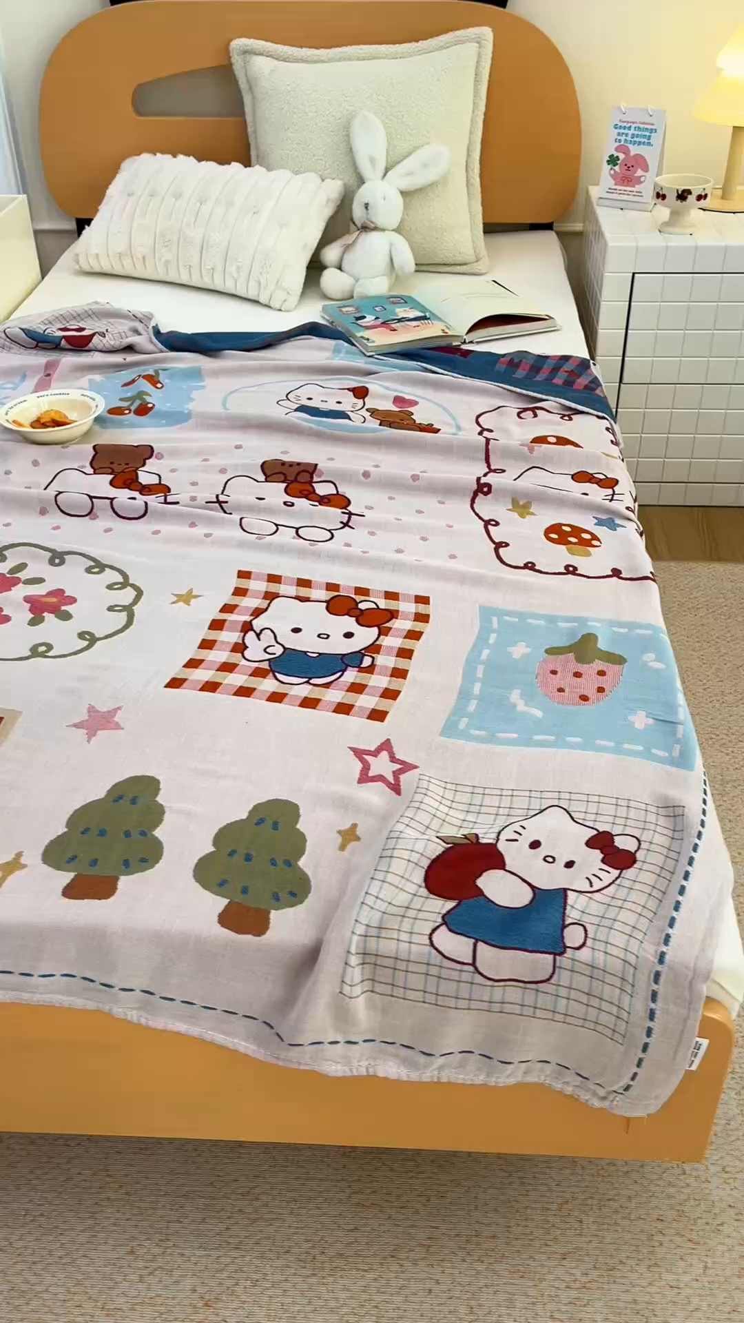 91家纺网 家纺一手货源 找家纺 悦然毛巾被 2026春夏新款三层竹纤维冷感毯休闲儿童毯成人毛巾被 森林小伙伴