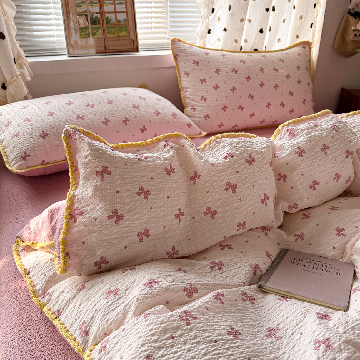 91家纺网 家纺一手货源 找家纺 南北家居 2026新款泡芙被壳针四件套 若梦