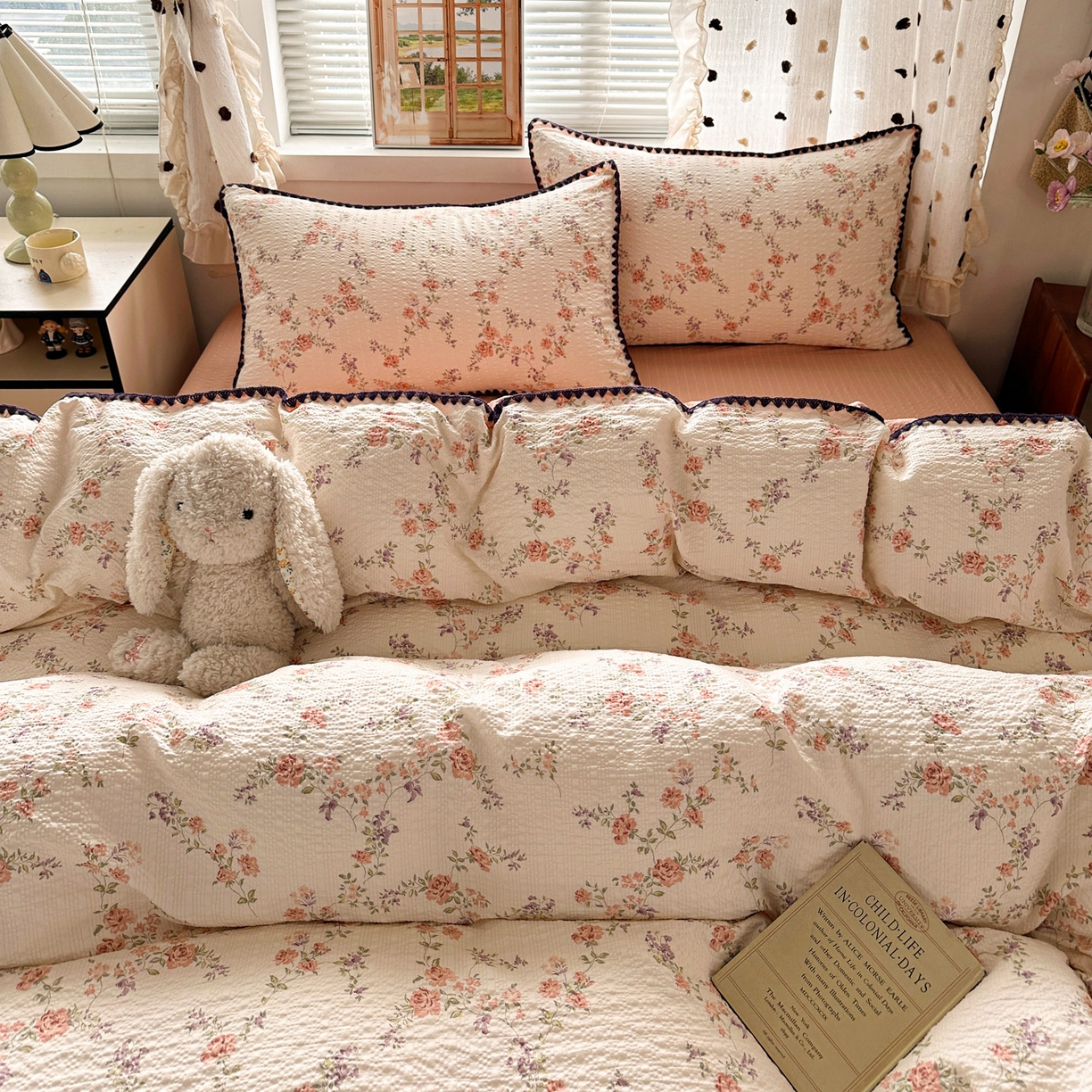 91家纺网 家纺一手货源 找家纺 南北家居 2026新款泡芙被壳针四件套 春色