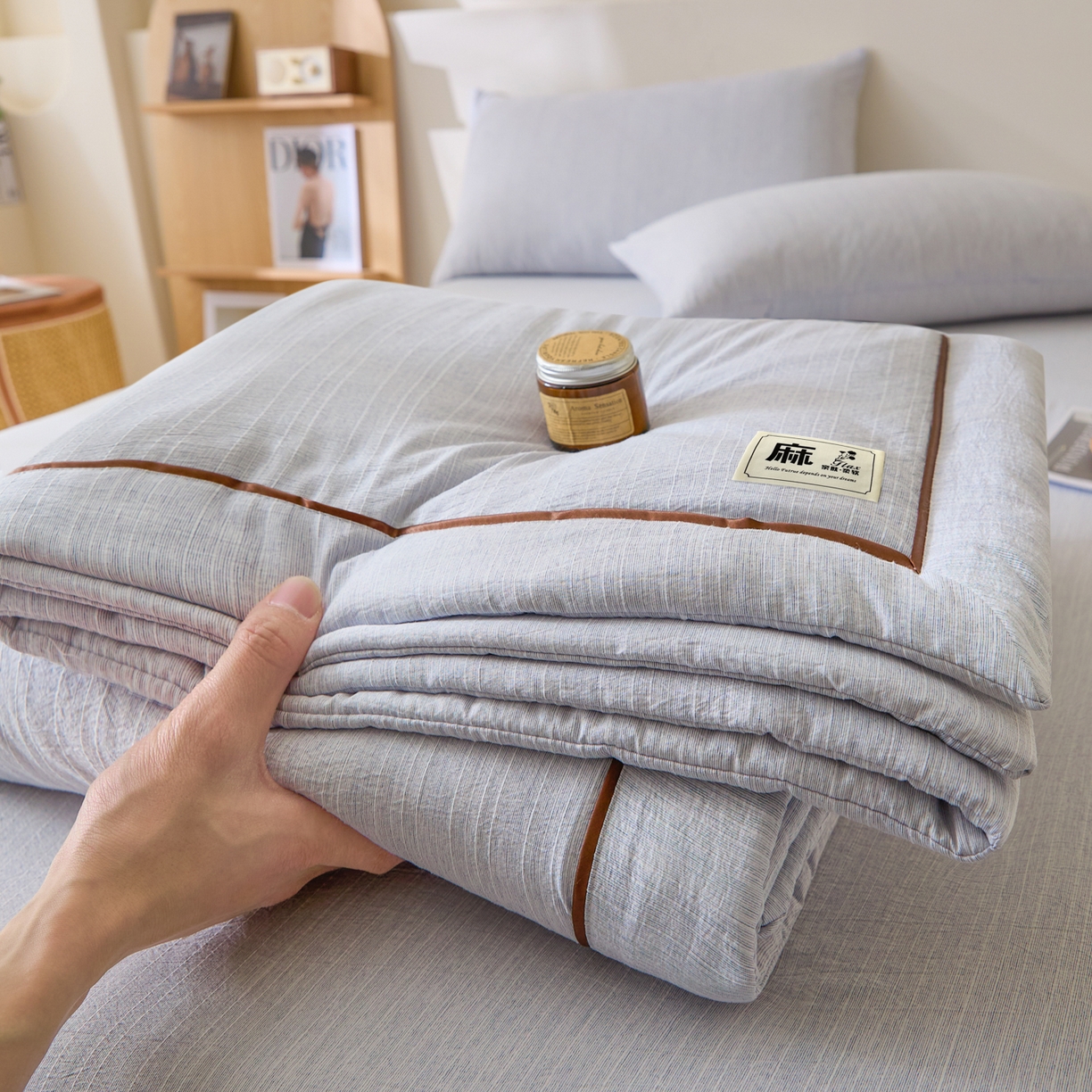 91家纺网 家纺一手货源 找家纺 （总）南北家居 2026新款提花色织水洗麻夏被四件套