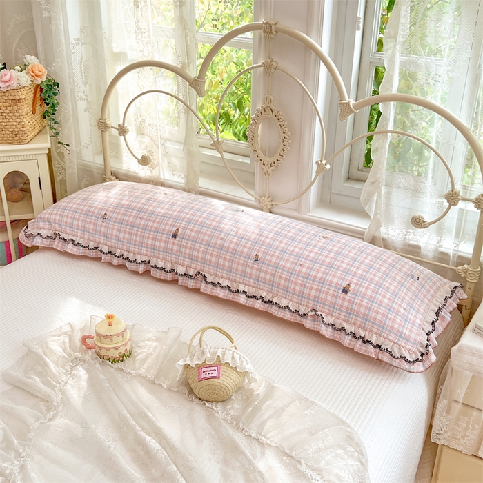 91家纺网 家纺一手货源 找家纺 梦舒羽 2026新款A类云朵棉蕾丝双层花边枕套加长双人情侣1.8米枕芯内胆套1.5m枕头 幸运熊