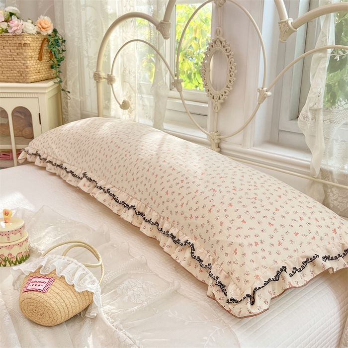 91家纺网 家纺一手货源 找家纺 梦舒羽 2026新款A类云朵棉蕾丝双层花边枕套加长双人情侣1.8米枕芯内胆套1.5m枕头 苏颜粉