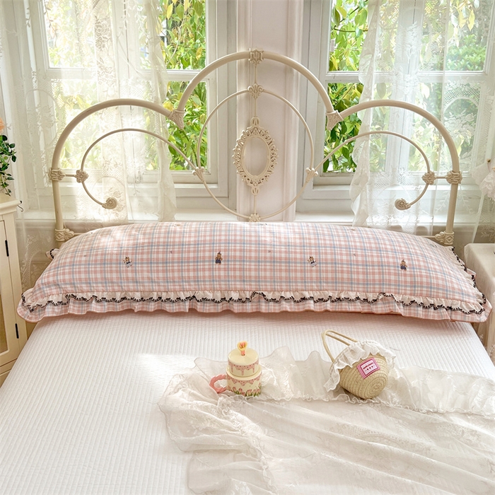 91家纺网 家纺一手货源 找家纺 梦舒羽 2026新款A类云朵棉蕾丝双层花边枕套加长双人情侣1.8米枕芯内胆套1.5m枕头 幸运熊