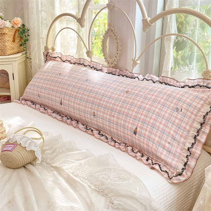 91家纺网 家纺一手货源 找家纺 梦舒羽 2026新款A类云朵棉蕾丝双层花边枕套加长双人情侣1.8米枕芯内胆套1.5m枕头 幸运熊