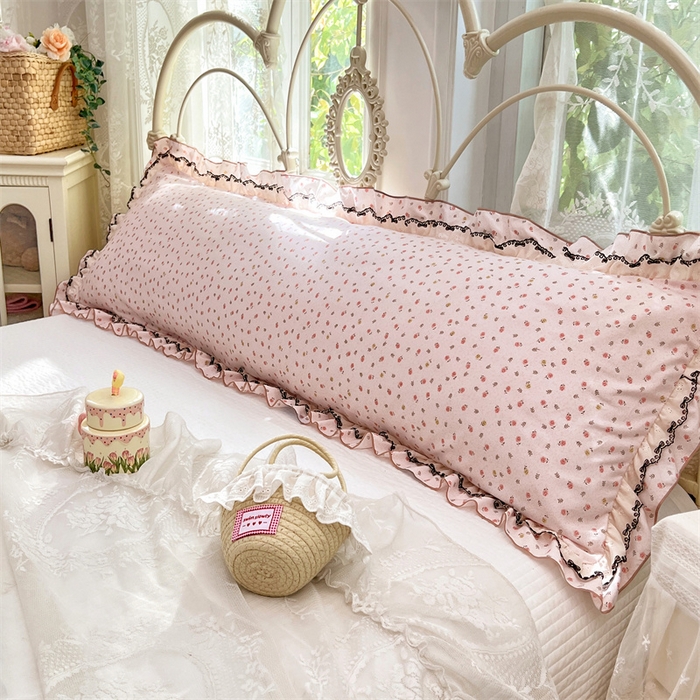 91家纺网 家纺一手货源 找家纺 梦舒羽 2026新款A类云朵棉蕾丝双层花边枕套加长双人情侣1.8米枕芯内胆套1.5m枕头 花田洛