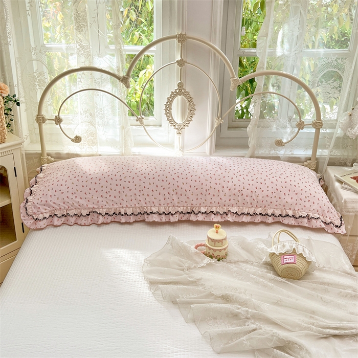 91家纺网 家纺一手货源 找家纺 梦舒羽 2026新款A类云朵棉蕾丝双层花边枕套加长双人情侣1.8米枕芯内胆套1.5m枕头 花田洛