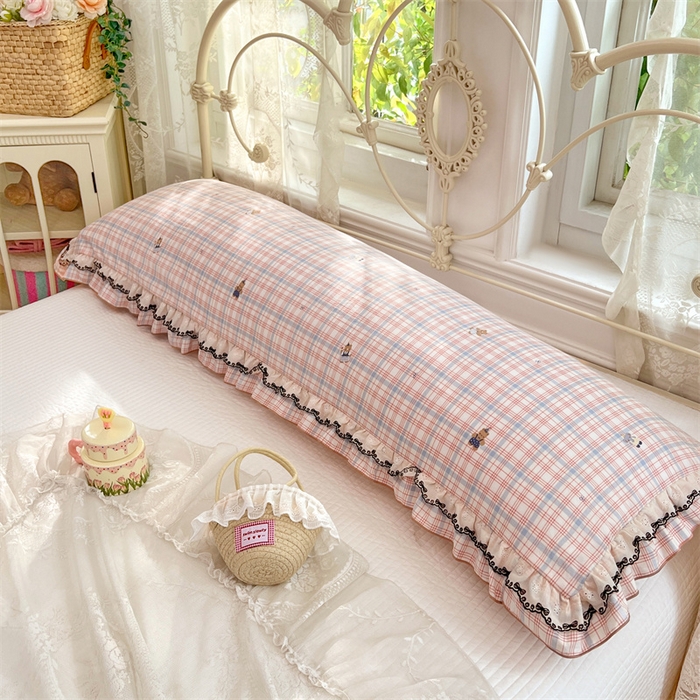 91家纺网 家纺一手货源 找家纺 梦舒羽 2026新款A类云朵棉蕾丝双层花边枕套加长双人情侣1.8米枕芯内胆套1.5m枕头 幸运熊