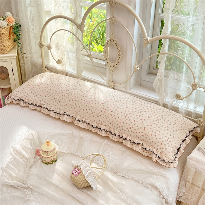 91家纺网 家纺一手货源 找家纺 梦舒羽 2026新款A类云朵棉蕾丝双层花边枕套加长双人情侣1.8米枕芯内胆套1.5m枕头 苏颜粉