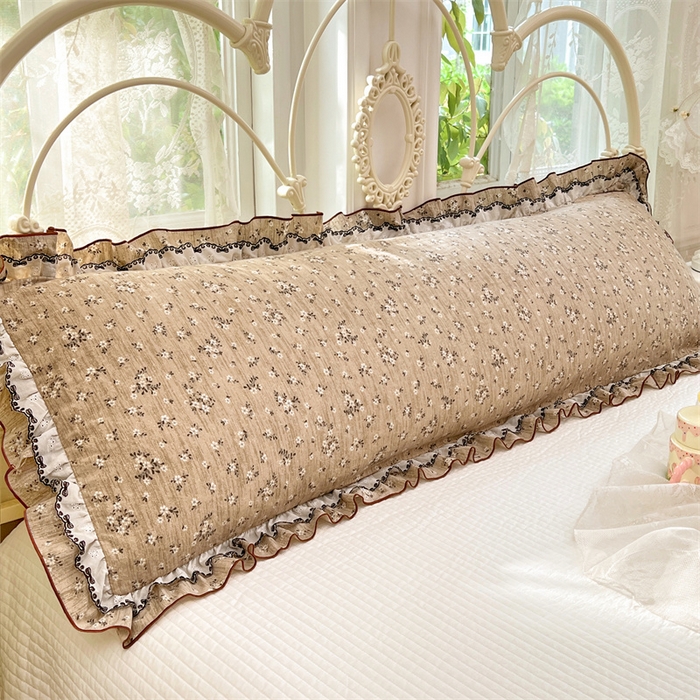 梦舒羽 2026新款A类云朵棉蕾丝双层花边枕套加长双人情侣1.8米枕芯内胆套1.5m枕头 黎梦