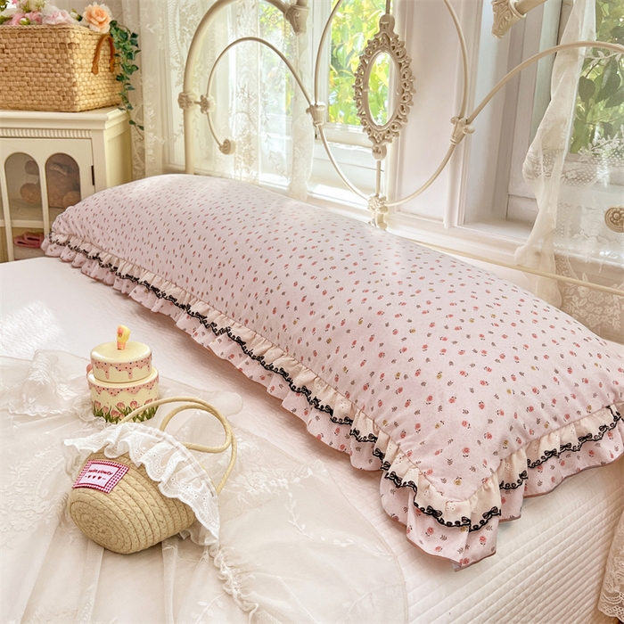 91家纺网 家纺一手货源 找家纺 梦舒羽 2026新款A类云朵棉蕾丝双层花边枕套加长双人情侣1.8米枕芯内胆套1.5m枕头 花田洛