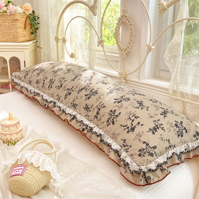 91家纺网 家纺一手货源 找家纺 梦舒羽 2026新款A类云朵棉蕾丝双层花边枕套加长双人情侣1.8米枕芯内胆套1.5m枕头 花时令