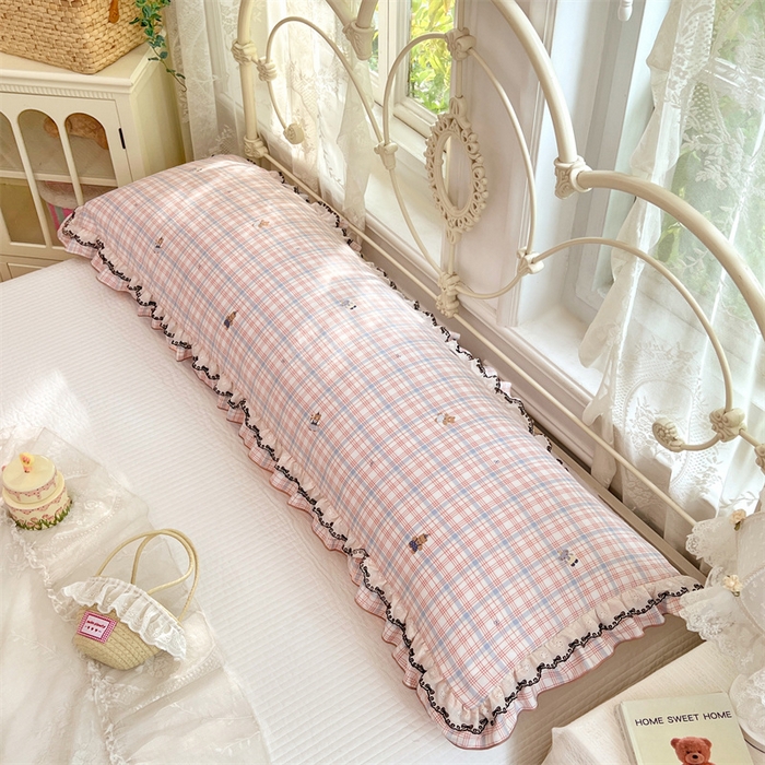 91家纺网 家纺一手货源 找家纺 梦舒羽 2026新款A类云朵棉蕾丝双层花边枕套加长双人情侣1.8米枕芯内胆套1.5m枕头 幸运熊