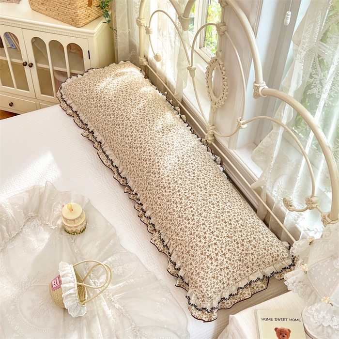 91家纺网 家纺一手货源 找家纺 梦舒羽 2026新款A类云朵棉蕾丝双层花边枕套加长双人情侣1.8米枕芯内胆套1.5m枕头 浮影