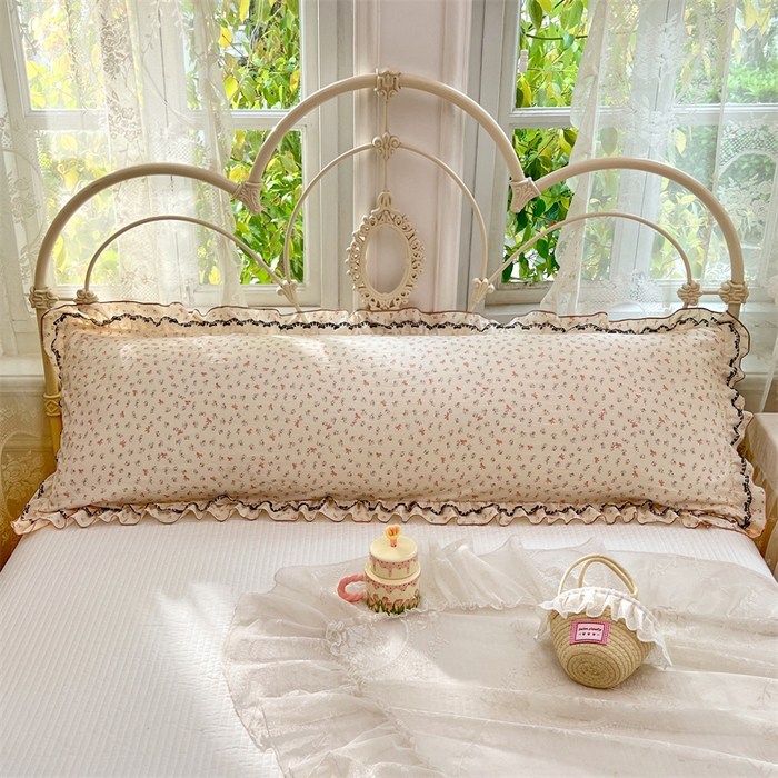 91家纺网 家纺一手货源 找家纺 梦舒羽 2026新款A类云朵棉蕾丝双层花边枕套加长双人情侣1.8米枕芯内胆套1.5m枕头 苏颜粉