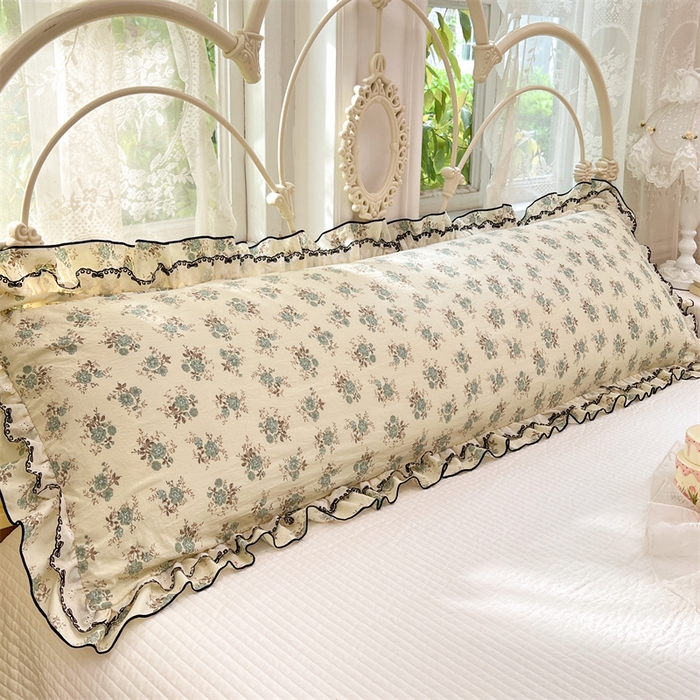 梦舒羽 2026新款A类云朵棉蕾丝双层花边枕套加长双人情侣1.8米枕芯内胆套1.5m枕头 绿涧