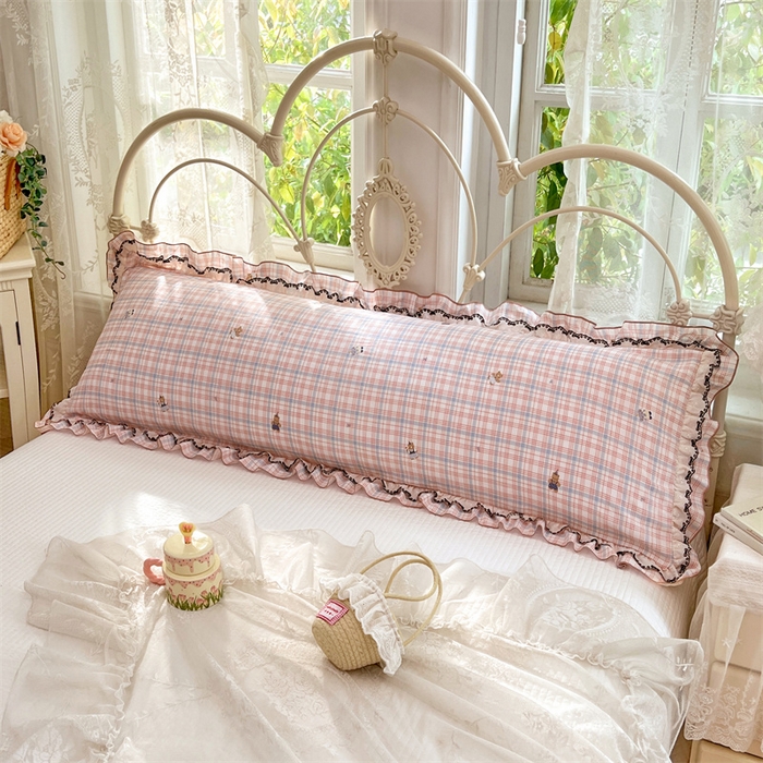 91家纺网 家纺一手货源 找家纺 梦舒羽 2026新款A类云朵棉蕾丝双层花边枕套加长双人情侣1.8米枕芯内胆套1.5m枕头 幸运熊