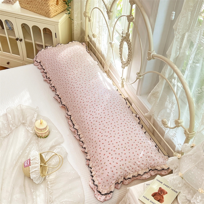 91家纺网 家纺一手货源 找家纺 梦舒羽 2026新款A类云朵棉蕾丝双层花边枕套加长双人情侣1.8米枕芯内胆套1.5m枕头 花田洛